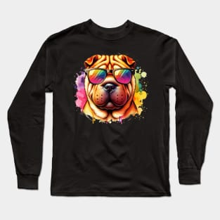 Watercolor Chinese Sharpei Long Sleeve T-Shirt